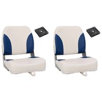vidaXL Set asientos plegables para barco 4 uds con cojín blanco y azul