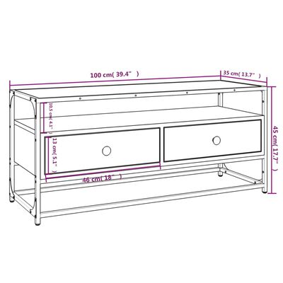 vidaXL Mueble de TV madera contrachapada negro 100x35x45 cm