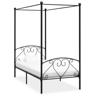 vidaXL Estructura cama con dosel sin colchón metal negro 100x200 cm