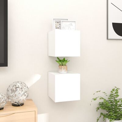 vidaXL Muebles de pared para TV 2 uds blanco 30,5x30x30 cm