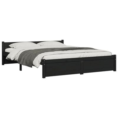 vidaXL Estructura de cama madera maciza negra King Size 150x200 cm