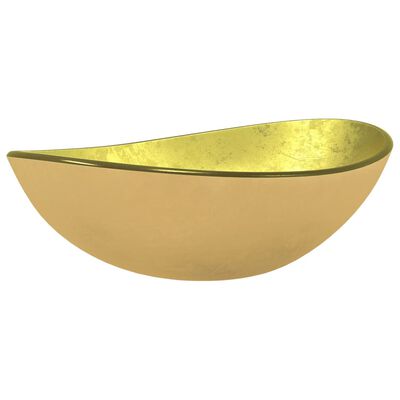 vidaXL Lavabo de vidrio templado dorado 54,5x35x15,5 cm