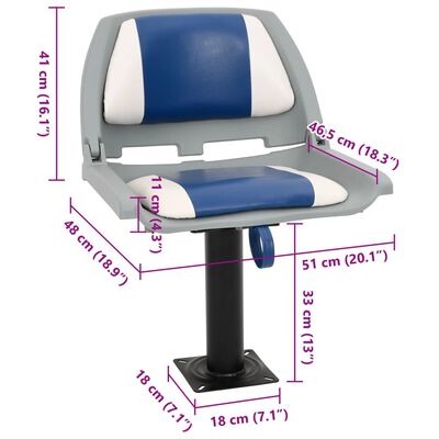 vidaXL Asientos plegables de barco 2 uds azul y blanco 48x51x41 cm