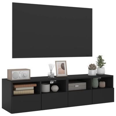 vidaXL Muebles de TV de pared 2 uds madera ingeniería negro 60x30x30cm