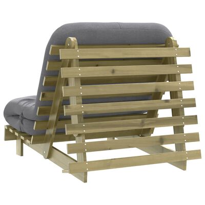 vidaXL Futón sofá cama con colchón madera impregnada pino 90x206x11 cm