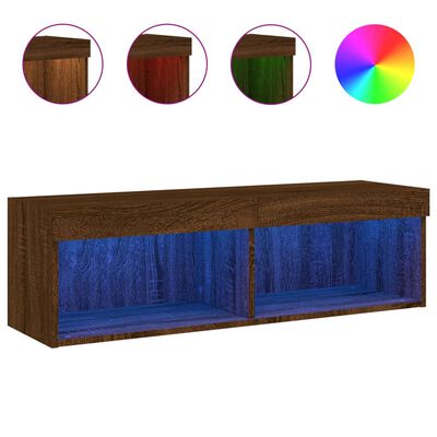 vidaXL Mueble para TV con luces LED roble marrón 100x30x30 cm