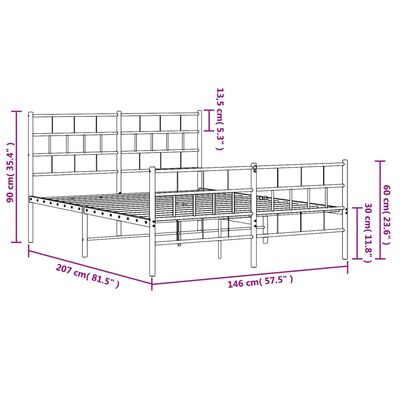 vidaXL Estructura cama sin colchón con estribo metal blanco 140x200 cm