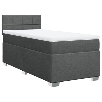 vidaXL Cama box spring con colchón tela gris oscuro 100x200 cm