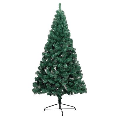 vidaXL Medio árbol de Navidad con luces y bolas verde 180 cm