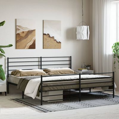 vidaXL Estructura cama sin colchón con estribo metal negro 200x200 cm