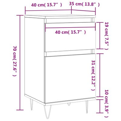 vidaXL Aparadores 2 uds madera de ingeniería gris Sonoma 40x35x70 cm