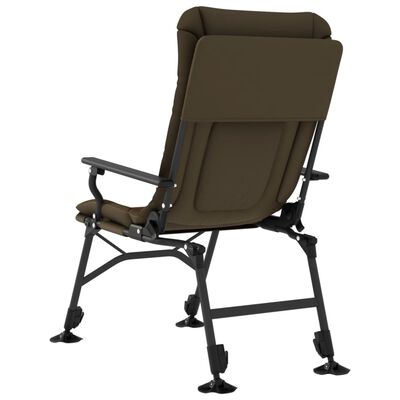 vidaXL Silla de pesca con reposabrazos plegable taupe