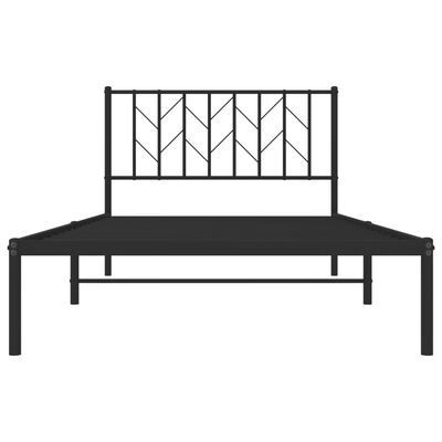 vidaXL Estructura de cama con cabecero metal negro 107x203 cm