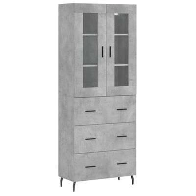 vidaXL Aparador alto madera contrachapada gris hormigón 69,5x34x180 cm