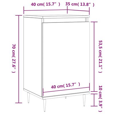 vidaXL Aparador madera de ingeniería gris hormigón 40x35x70 cm