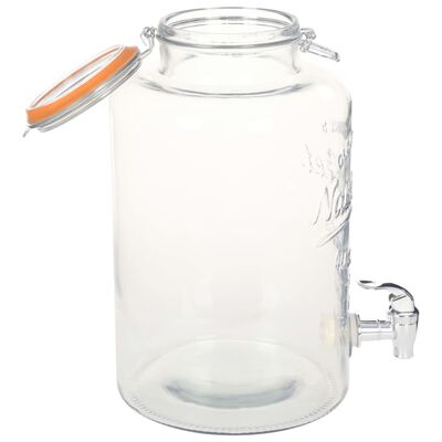 vidaXL Dispensador de agua XXL con grifo vidrio transparente 8 L