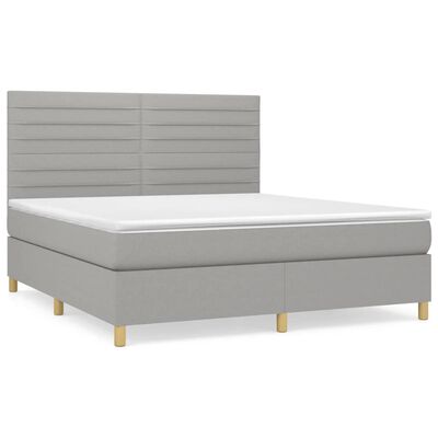 vidaXL Cama box spring con colchón tela gris claro 180x200 cm