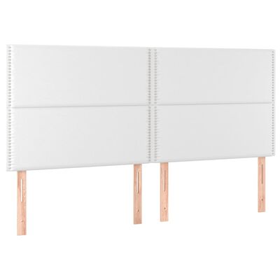 vidaXL Cama box spring colchón y LED cuero sintético blanco 180x200 cm