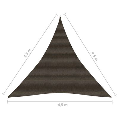 vidaXL Toldo de vela marrón HDPE 160 g/m² 4,5x4,5x4,5 m