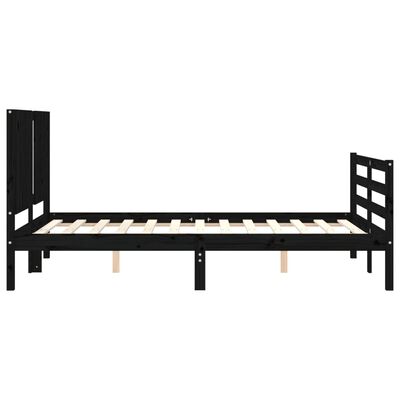 vidaXL Estructura de cama con cabecero madera maciza negro 120x200 cm