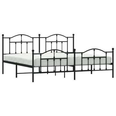 vidaXL Estructura de cama cabecero y estribo metal negro 200x200 cm