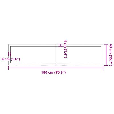 vidaXL Estante pared madera roble tratada marrón claro 180x40x(2-4) cm