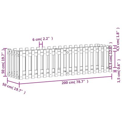 vidaXL Arriate elevado jardín valla madera impregnada pino 200x50x50cm