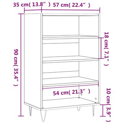 vidaXL Aparador alto madera de ingeniería gris hormigón 57x35x90 cm