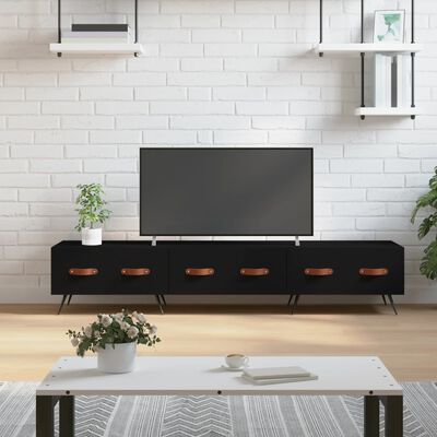 vidaXL Mueble de TV madera de ingeniería negro 150x36x30 cm