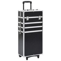 vidaXL Maletín trolley maquillaje aluminio negro estampado cocodrilo