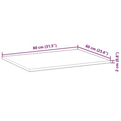 vidaXL Tablero escritorio madera maciza acacia sin tratar 80x60x2 cm