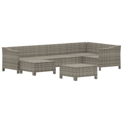 vidaXL Set de muebles de jardín 7 pzas y cojines ratán sintético gris