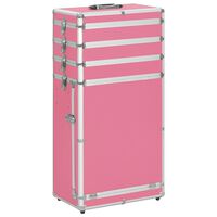 vidaXL Maletín trolley de maquillaje de aluminio rosa