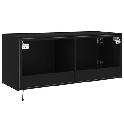 vidaXL Mueble de TV de pared con luces LED negro 100x35x41 cm