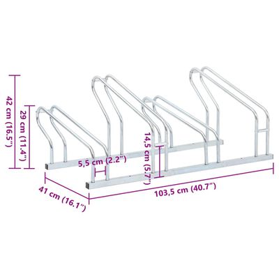 vidaXL Soporte para 4 bicicletas suelo independiente acero galvanizado