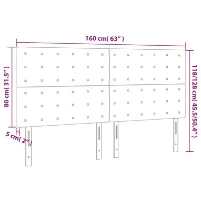 vidaXL Cabecero con luces LED tela negro 160x5x118/128 cm