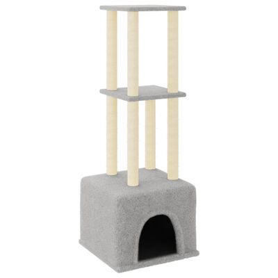 vidaXL Rascador para gatos con postes de sisal gris claro 133,5 cm