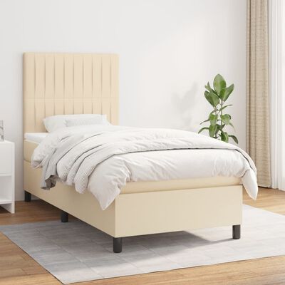 vidaXL Cama box spring con colchón tela color crema 90x190 cm