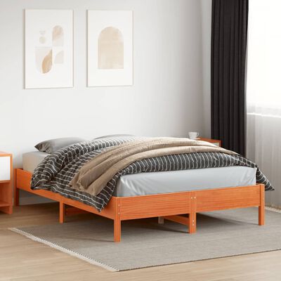 vidaXL Cama sin colchón madera maciza de pino marrón cera 120x200 cm