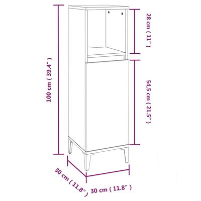 vidaXL Armario de baño madera contrachapada negro 30x30x100 cm