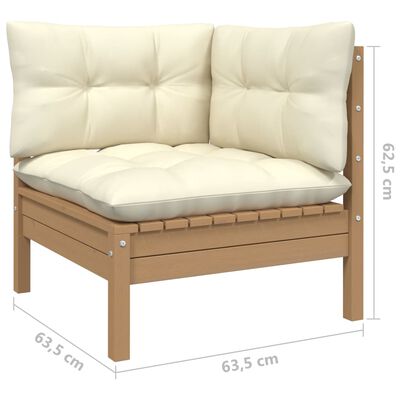 vidaXL Muebles de jardín 8 pzas y cojines madera de pino marrón miel