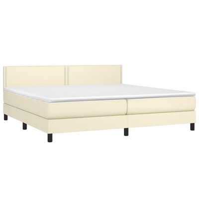 vidaXL Cama box spring con colchón cuero sintético crema 200x200 cm