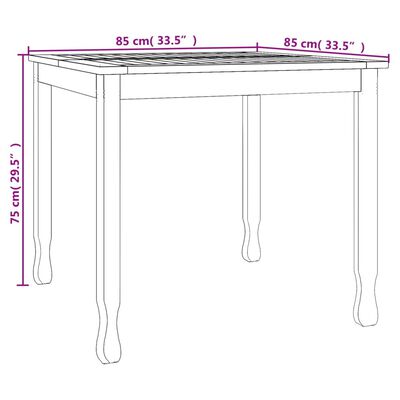 vidaXL Mesa de comedor de jardín madera maciza de teca 85x85x75 cm