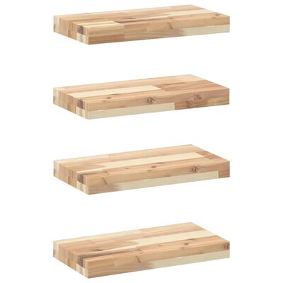 vidaXL Estantes flotantes 4 uds madera acacia sin tratar 40x20x4 cm