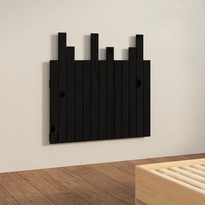 vidaXL Cabecero de cama pared madera maciza pino negro 82,5x3x80 cm