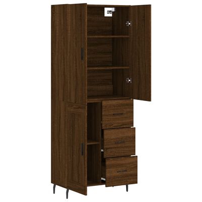 vidaXL Aparador alto madera contrachapada marrón roble 69,5x34x180 cm