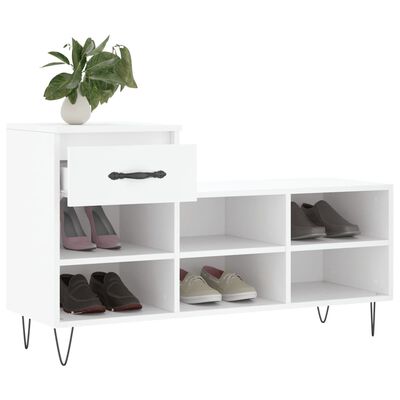 vidaXL Mueble zapatero madera contrachapada blanco 102x36x60 cm