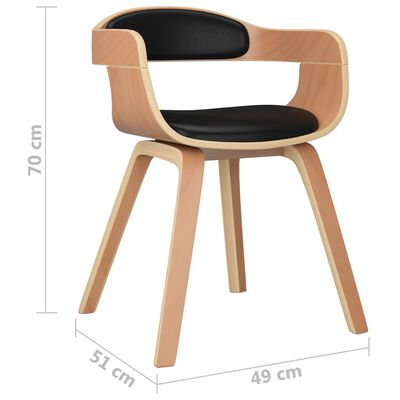 vidaXL Silla de comedor de cuero sintético y madera curvada negro