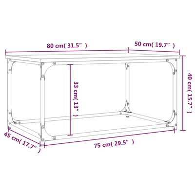 vidaXL Mesa de centro madera contrachapada y hierro negro 80x50x40 cm