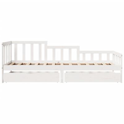 vidaXL Sofá cama con cajones madera maciza de pino blanco 90x200 cm